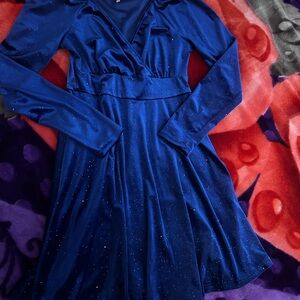 Sparkling Blue Long Sleeve Dress